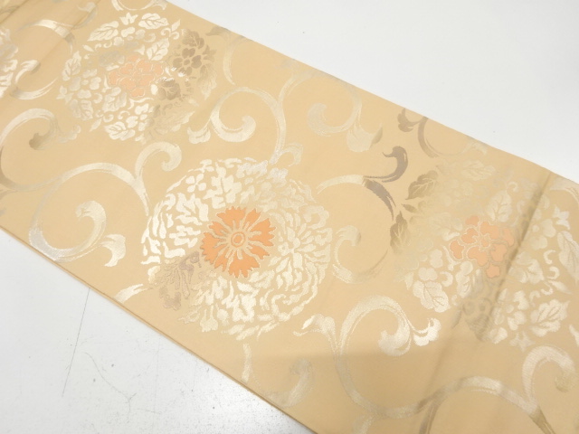 JAPANESE KIMONO / ANTIQUE FUKURO OBI / SILK / WOVEN FLOWER ARABESQUE